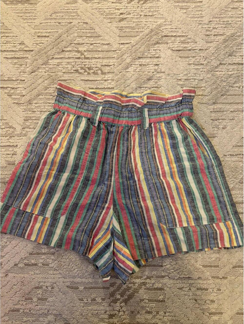 Marine Layer Striped Paperbag High Waisted Shorts Multicolor  Stripes Size S